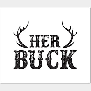 Her Buck His Doe Deer Antlers Couples Gift Posters and Art